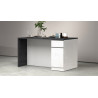 Îlot de cuisine 2 portes 160 cm blanc brillant/béton Solena
