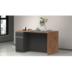 Îlot de cuisine 2 portes 160 cm anthracite mat/chêne wotan Solena