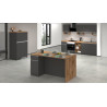 Îlot de cuisine 2 portes 160 cm anthracite mat/chêne wotan Solena