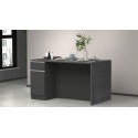 &Icirc;lot de cuisine 2 portes 160 cm anthracite mat/b&eacute;ton Solena