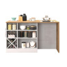 Îlot de cuisine moderne 153 cm blanc brillant/chêne wotan Solena