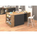 &Icirc;lot de cuisine moderne 168 cm anthracite mat/ch&ecirc;ne wotan Solena
