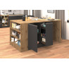 Îlot de cuisine moderne 168 cm anthracite mat/chêne wotan Solena