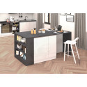 &Icirc;lot de cuisine moderne 168 cm blanc brillant/b&eacute;ton Solena