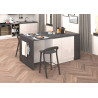 Îlot de cuisine moderne 168 cm blanc brillant/béton Solena