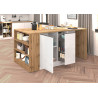 Îlot de cuisine moderne 168 cm blanc brillant/chêne wotan Solena
