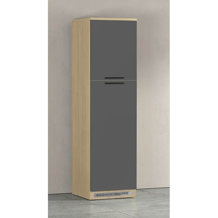 Colonne pour frigo encastrable anthracite mat/chêne Louna