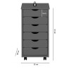 Caisson de bureau moderne en pin massif laqué gris Simon