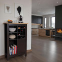 Armoire range-bouteilles contemporain noir/ch&ecirc;ne Helena