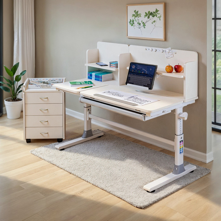 Bureau enfant réglable en hauteur blanc stacy