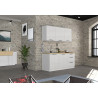 Meuble bas 3 tiroirs de cuisine moderne blanc brillant/chêne Louna