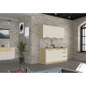 Meuble bas 3 tiroirs de cuisine moderne cachemire/chêne Louna