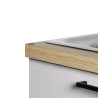 Meuble sous évier de cuisine moderne blanc brillant/chêne Louna