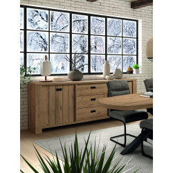 Buffet/bahut contemporain 230 cm ch&ecirc;ne castle Verneuil