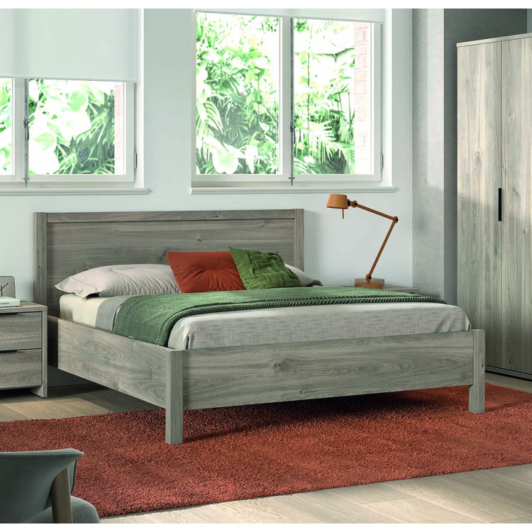 Lit adulte contemporain chêne gris Gladys
