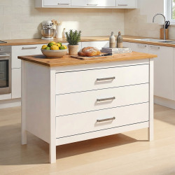Îlot central de cuisine contemporain 3T blanc/chêne Mylena