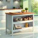 &Icirc;lot central de cuisine contemporain blanc/ch&ecirc;ne Mylena