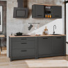 Meuble bas de cuisine 3T contemporain chêne/anthracite Mylena