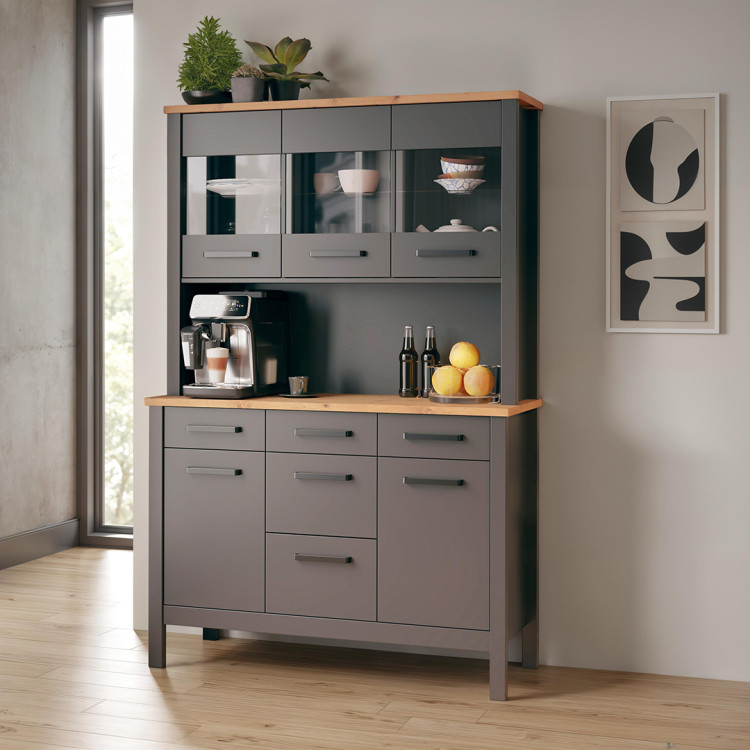 Buffet de cuisine contemporain chêne/anthracite Mylena