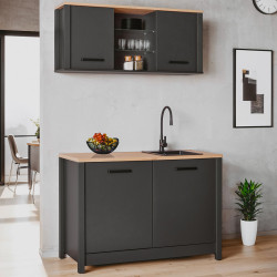 Kitchenette 2 éléments contemporaine chêne/anthracite Mylena