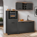 Kitchenette 3 &eacute;l&eacute;ments contemporaine ch&ecirc;ne/anthracite Mylena