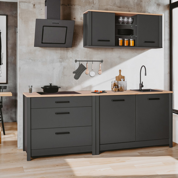 Kitchenette 230 cm contemporaine chêne/anthracite Mylena