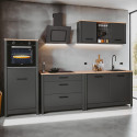 Bloc cuisine 300 cm contemporain ch&ecirc;ne/anthracite Mylena