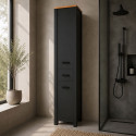 Colonne de salle de bain 2P moderne anthracite/ch&ecirc;ne Venitia