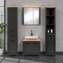 Ensemble salle de bain moderne 4 &eacute;l&eacute;ments anthracite/ch&ecirc;ne Venitia