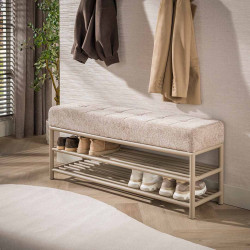 Banc d'entrée industriel 125 cm en métal beige Teresa