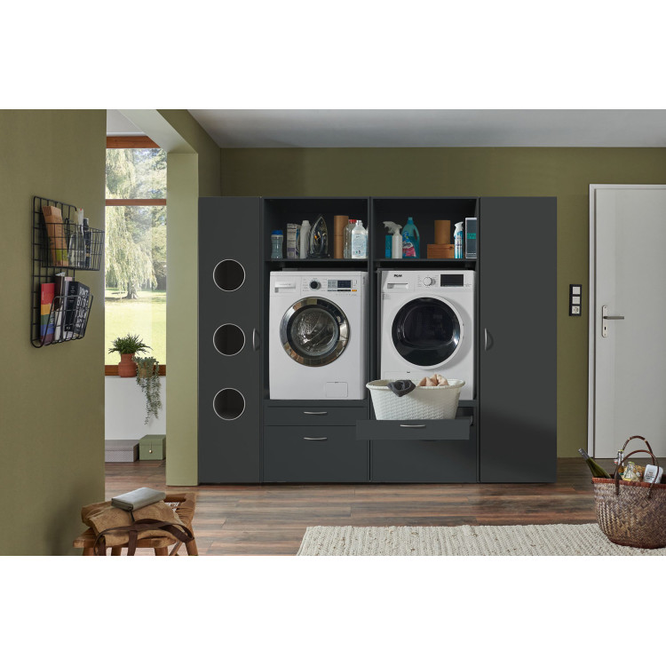 Buanderie complète contemporaine graphite 230 cm Jesy