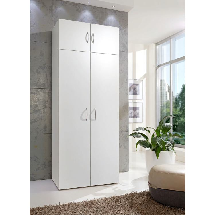 Surmeuble 2 portes avec étagères blanc profondeur 40 cm Jesy
