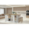 Îlot de cuisine 3 portes 160 cm blanc laqué/chêne Iseult