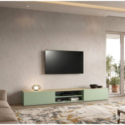 Meuble TV moderne 210 cm vert/chêne chopin Grana