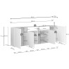 Buffet/bahut moderne 200 cm cachemire/chêne chopin Grana