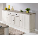 Buffet/bahut contemporain 215 cm ch&ecirc;ne beige/m&eacute;l&egrave;ze Samos