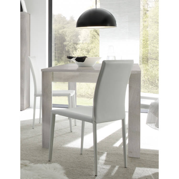 Table de salle à manger contemporaine pin blanc Agathe
