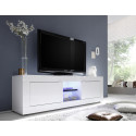 Meuble TV moderne 181 cm laqu&eacute; blanc brillant Agathe
