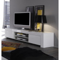 Meuble TV moderne laqu&eacute; blanc brillant 190 cm Twist