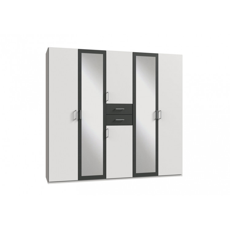 Armoire adulte moderne 225 cm blanc/graphite Hortensia
