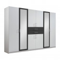 Armoire adulte moderne 270 cm blanc/graphite Hortensia