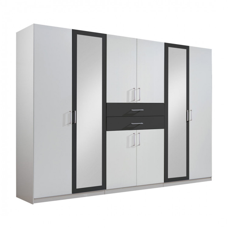 Armoire adulte moderne 270 cm blanc/graphite Hortensia