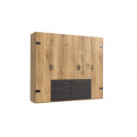 Armoire adulte industrielle 250 cm ch&ecirc;ne/anthracite Michigan
