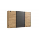 Armoire adulte industrielle 300 cm ch&ecirc;ne/anthracite Michigan I