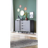 Buffet/bahut modulable moderne 137 cm gris/blanc Etienne