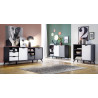 Buffet/bahut modulable moderne 137 cm gris/blanc Etienne