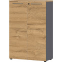 Armoire basse de bureau contemporaine ch&ecirc;ne/graphite Louisiane