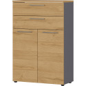 Armoire basse de bureau contemporaine ch&ecirc;ne/graphite Louisiane I