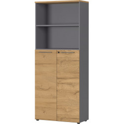 Armoire combinée de bureau contemporaine chêne/graphite Louisiane