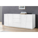 Buffet/bahut moderne 220 cm blanc laqu&eacute; brillant Vegas